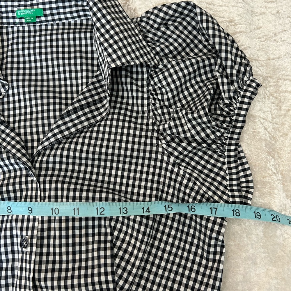 Gingham Bubble Capped Short Sleeve Button Down - image 4